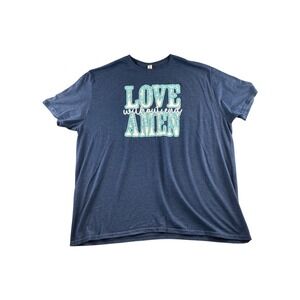 Jerzees T Shirt Love Without End Amen Graphic Navy Blue 2XL Tee